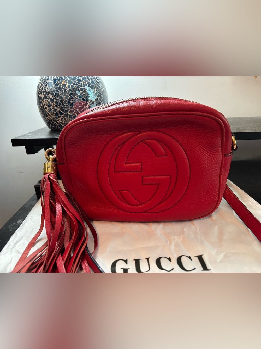 Authentic Gucci Soho Disco Crossbody Bag Red Leather (with Dust Bag and COA)